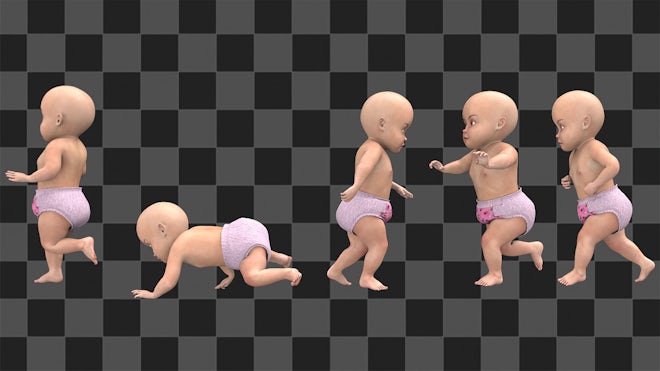 3D Baby Walking, Running And Crawling - Stock Motion Graphics | Motion Array