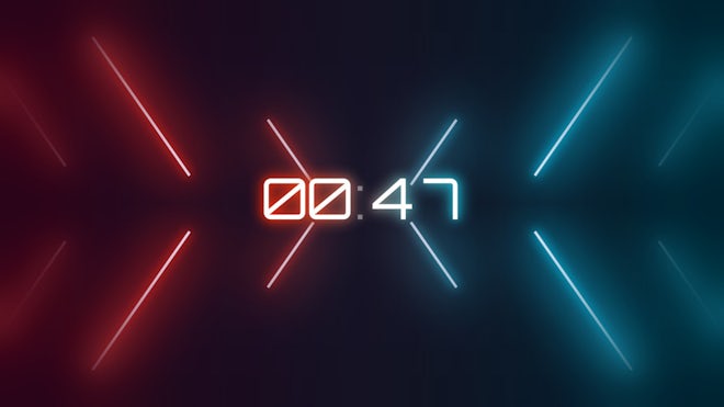 1 Minute Neon Digital Countdown V2, Backgrounds Motion Graphics ft