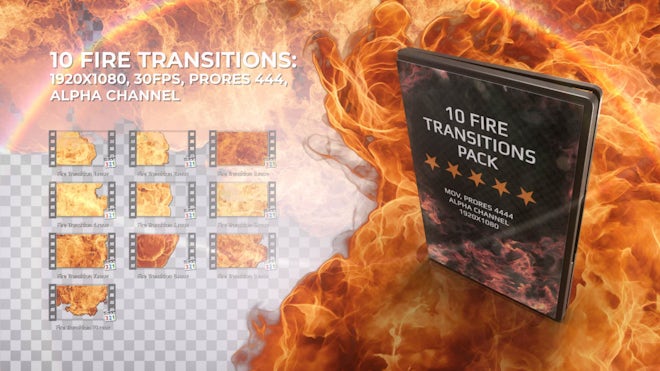 2D Cartoon Fire Transitions Pack - Stock Motion Graphics
