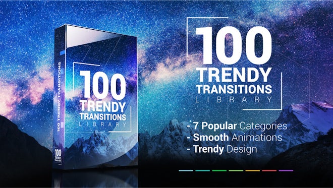 100 Trendy Transitions Library: Premiere Pro Templates
