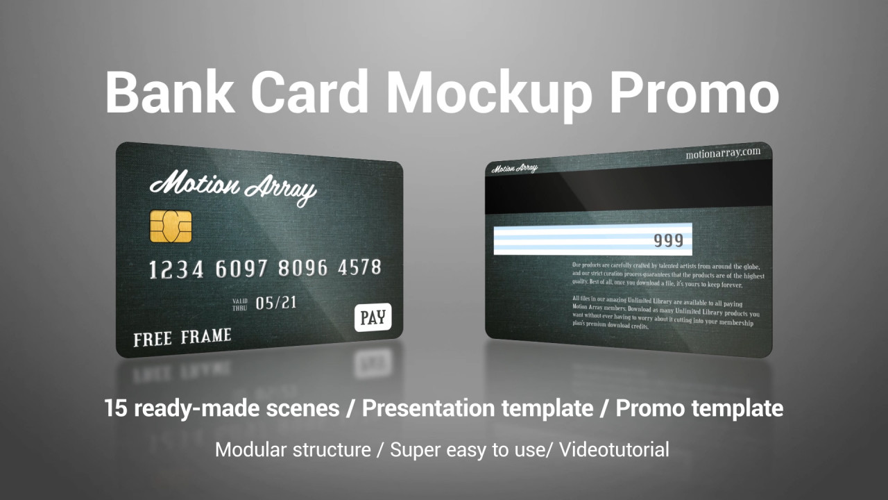 Download Bank Card Mockup Promo Premiere Pro Templates Motion Array PSD Mockup Templates