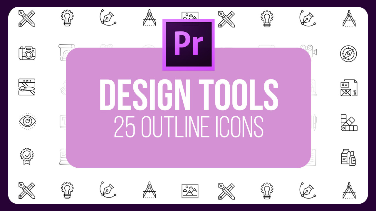 Design Tools - 25 Outline Animated Icons - Motion Graphics Templates