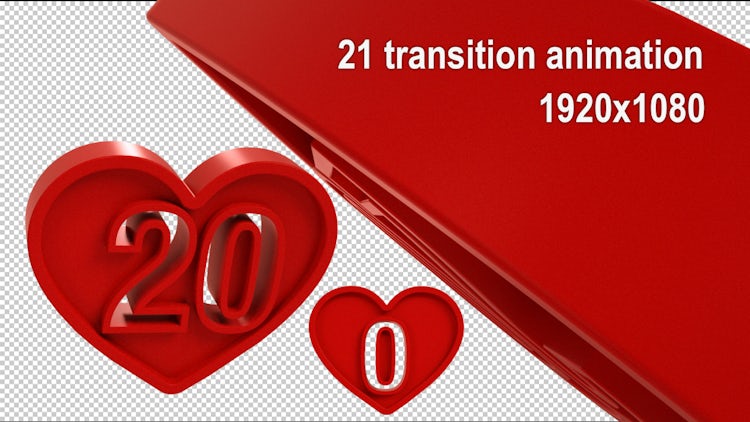 3D Heart Numerals Transition Pack: Stock Motion Graphics