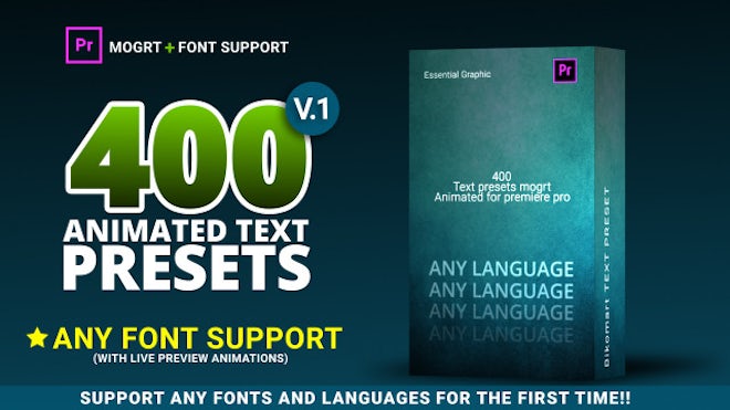 400 Text Preset For Premiere Pro - Any Fonts - Motion ...