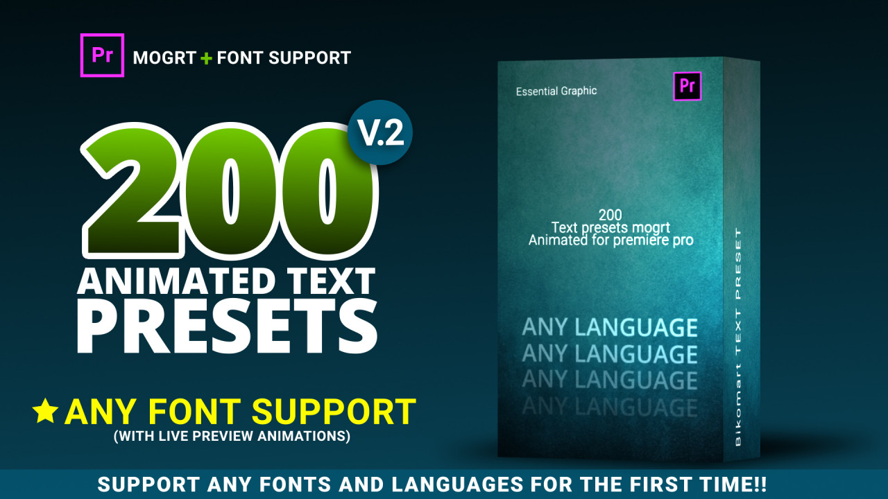 200 Text Preset For Premiere Pro Motion Graphics Templates Motion Array