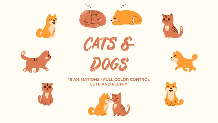 Cats And Dogs. Hand Drawn Pack: Premiere Pro Templates