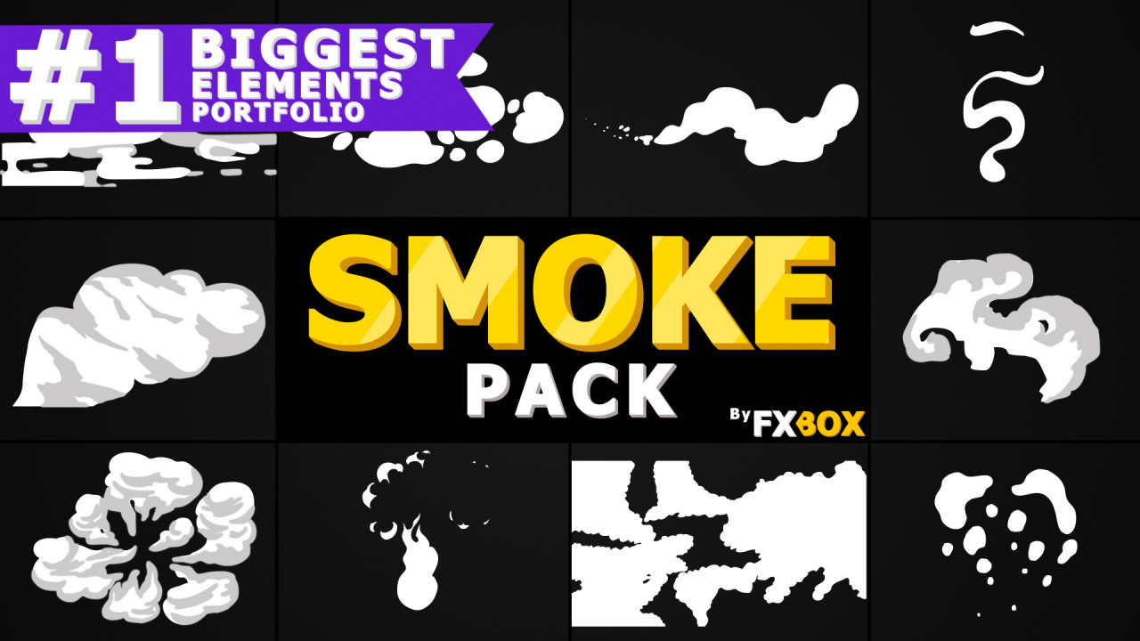 Smoke elements. MOGRT logo. Big Pack of elements.