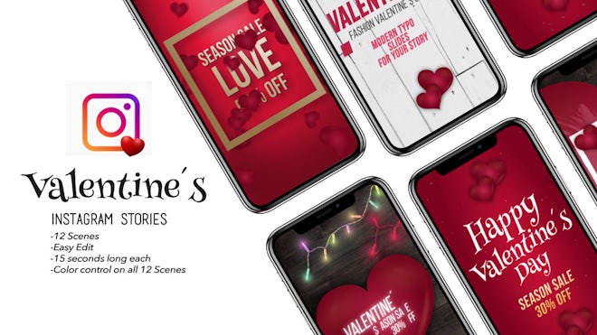 Valentine S Day Instagram Stories Pack After Effects Templates Motion Array