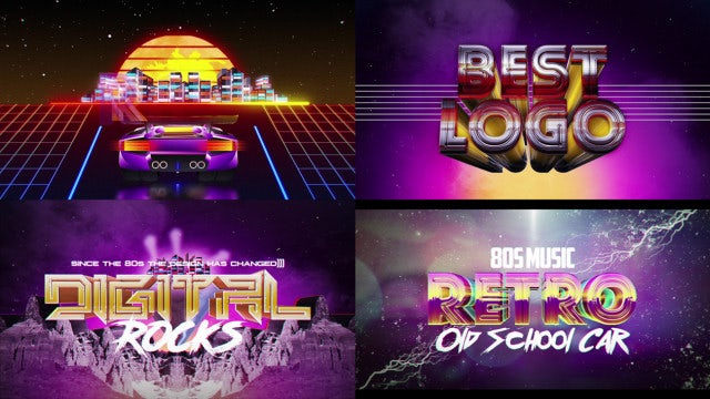 Retro Wave Logo Pack 2: After Effects Templates