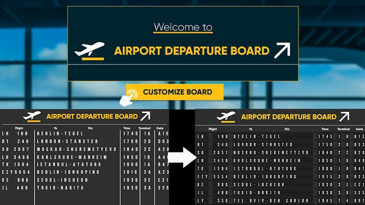 Airport Departure Board After Effects Templates Motion Array