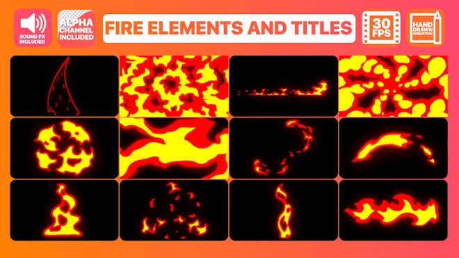 Cartoon Fire Transitions  FCPX, Elements ft. 2d & animation