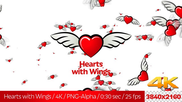 Hearts With Wings: Stock Motion Graphics