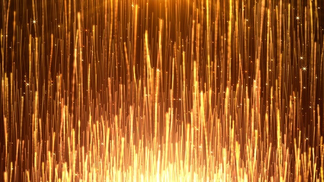 Gold Particle Rays Streaming Up: Stock Motion Graphics
