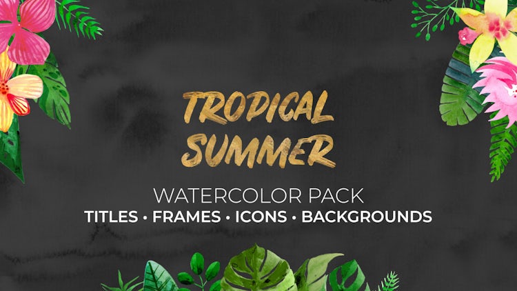 Tropical Summer. Watercolor Pack: After Effects Templates