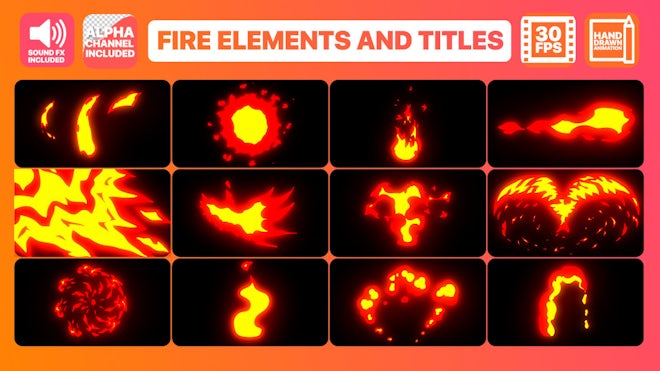 Cartoon Fire Transitions  FCPX, Elements ft. 2d & animation