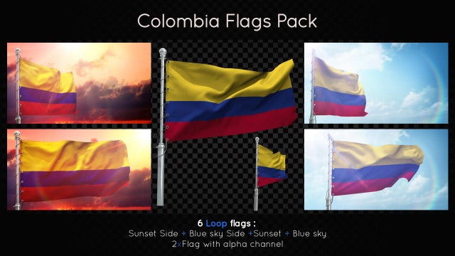 Colombia Flags Pack: Stock Motion Graphics