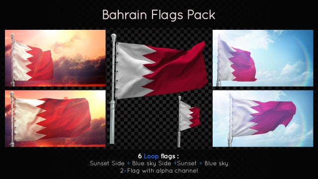 Bahrain Flags Pack: Stock Motion Graphics