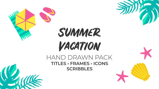 Summer Vacation Hand Drawn Pack: Premiere Pro Templates
