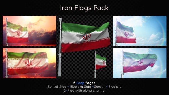 Iran Flags Pack: Stock Motion Graphics