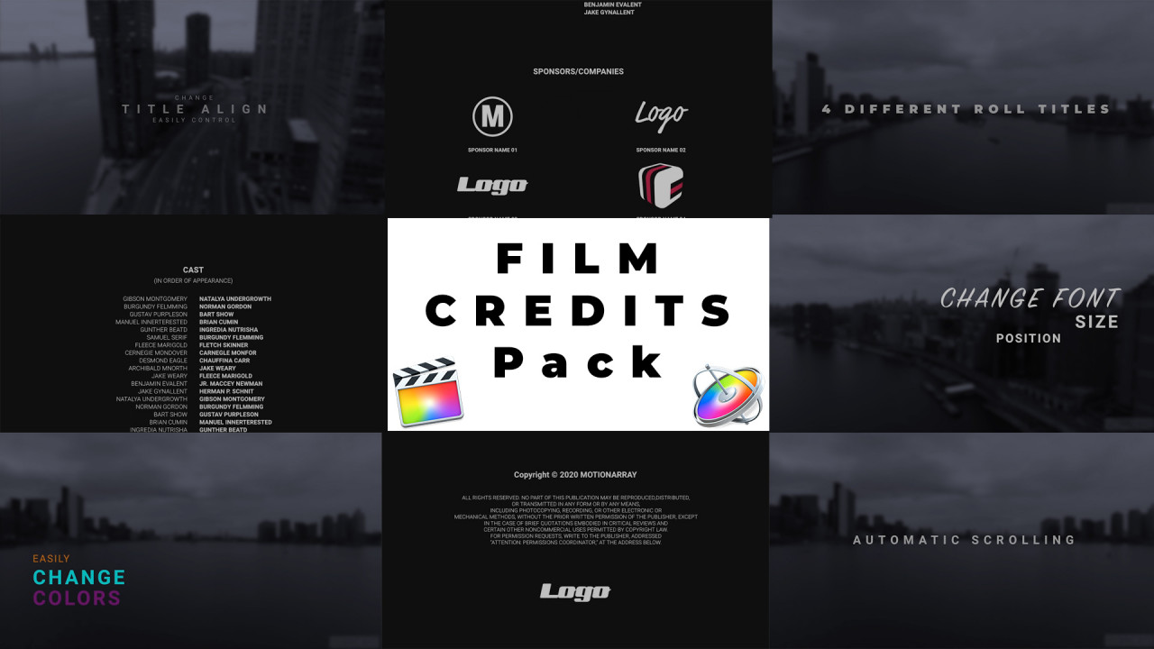 Film Credits Pack Final Cut Pro Templates Motion Array