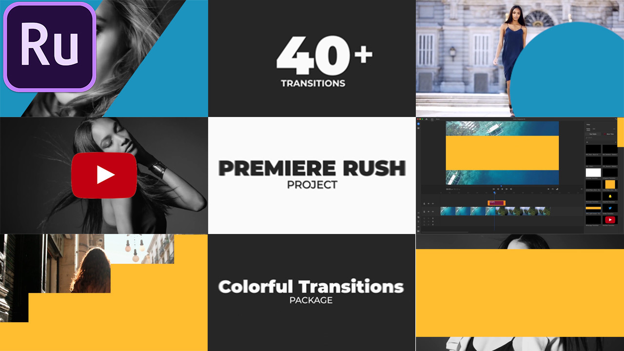 Colorful Transitions Pack Premiere Rush Templates Motion Array