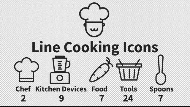 Line Cooking Icons: After Effects Templates