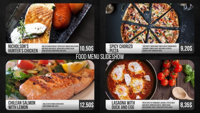 Food Menu Slideshow: Premiere Pro Templates