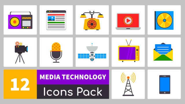 Media Technology Icons Pack: After Effects Templates