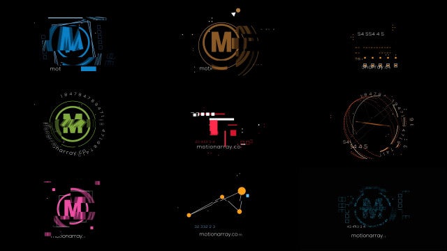 Glitch Tech Logo Set: After Effects Templates