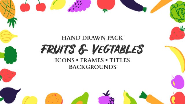 Fruits And Vegetables. Hand Drawn Pack: After Effects Templates