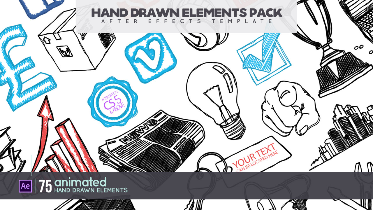 Hand Drawn Elements Pack After Effects Templates Motion Array