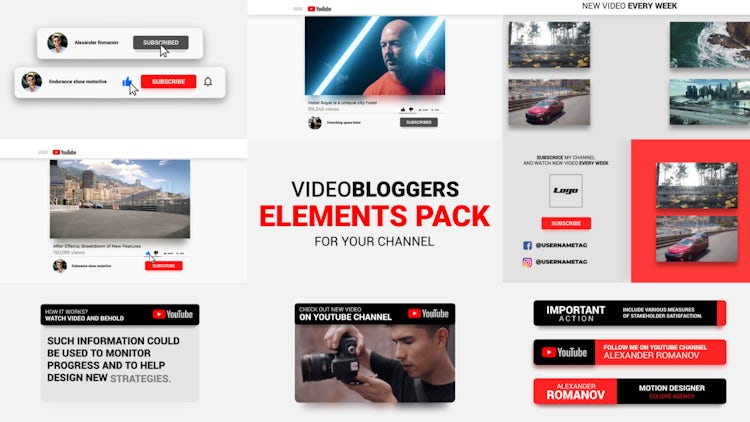 Youtube Channel Blogers Pack: After Effects Templates