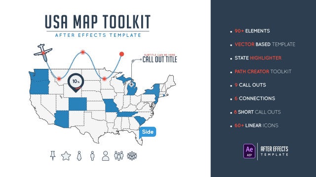 Usa Map Toolkit: After Effects Templates