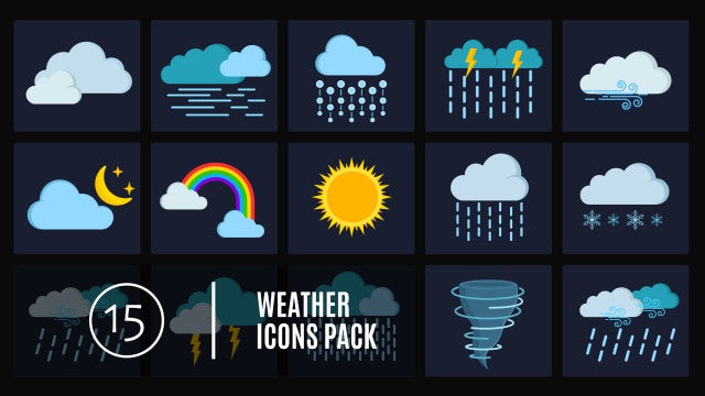 15 Weather Icons Pack: After Effects Templates