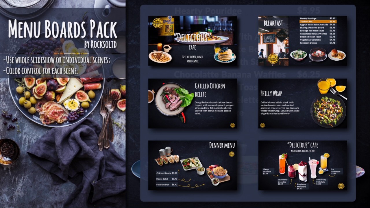 Menu Boards Pack After Effects Templates Motion Array