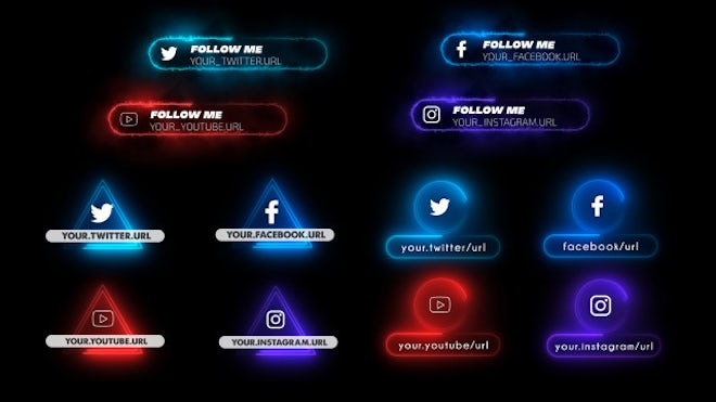 Neon Social Media Lower Third Motion Graphics Templates Motion Array