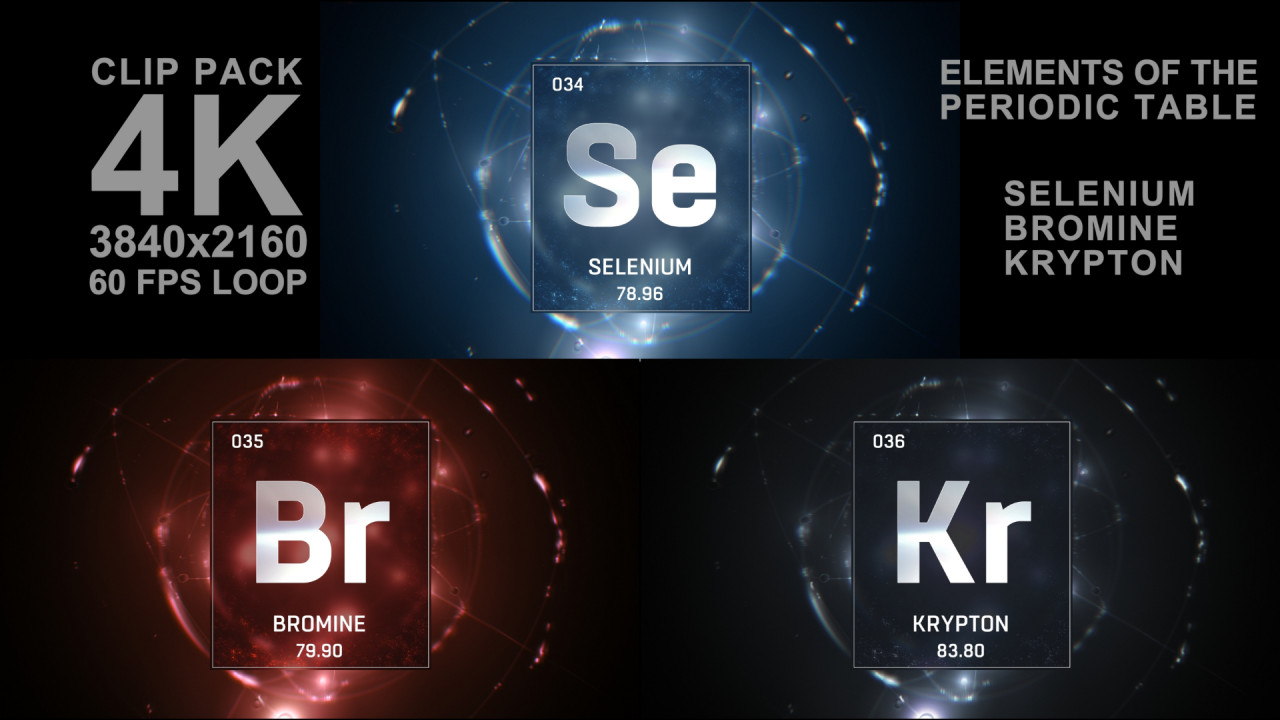 Selenium, Bromine, Krypton Loops Set Stock Motion Graphics Motion Array