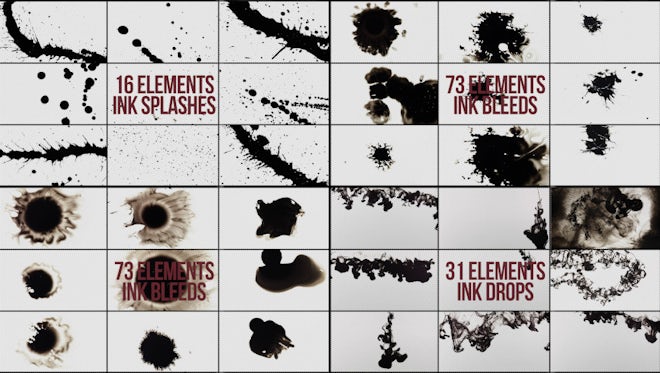 Package Of Fantastic Ink Elements: Stock Video