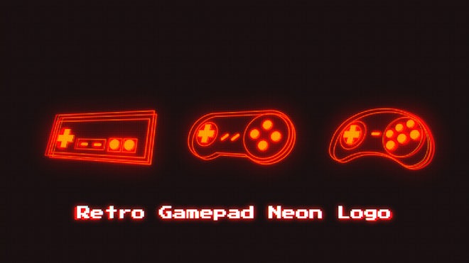 Neon Gamepad with Glitch Effect 