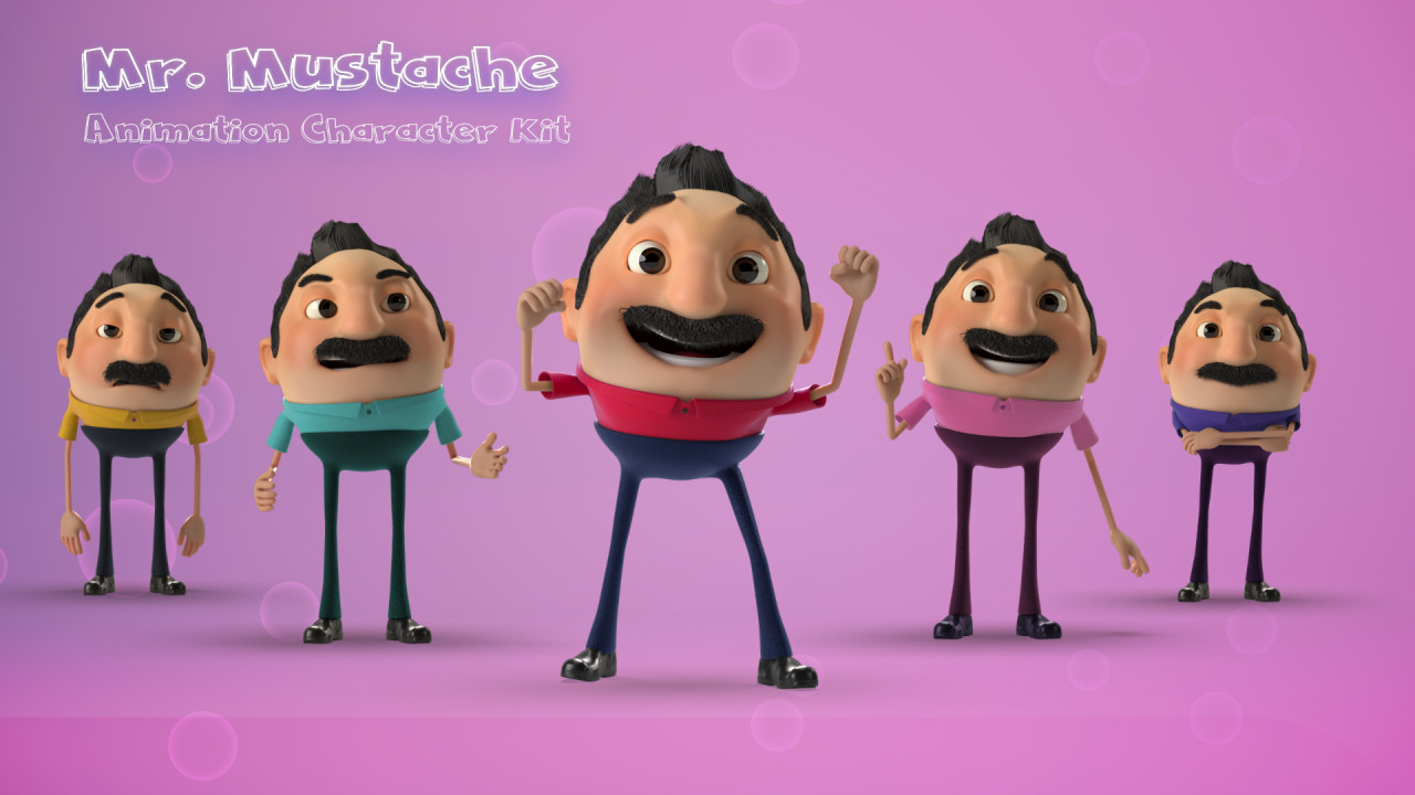Mr Mustache Character Animation Kit After Effects Templates Motion Array